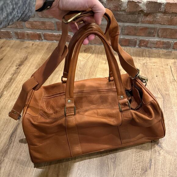 Clava Other - Clava Brown Genuine Leather Weekender Gym Overnight Bag W/Removable Strap